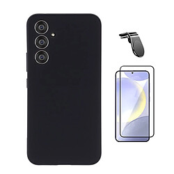 Kit De Film En Verre Trempé À Couverture Complète 5D + Couvercle En Silicone Liquide + Support Magnétique L Phonecare Pour Samsung Galaxy S24 FE - Noir