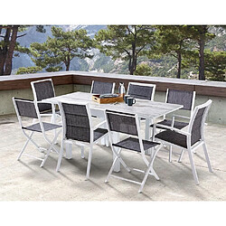 Wilsa Garden Chaises pliantes Modulo structure aluminium blanche, assise en textilène coloris gris chiné