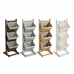 Etagère de salle de bains Versa Brun foncé 3 Paniers Marron Multicouleur Coton Bois Rotin 35 x 102 x 35 cm pas cher