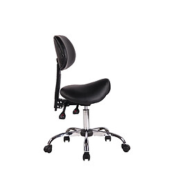 Decoshop26 Tabouret de travail avec assise en forme de selle cheval ajustable et pivotant PVC noir TABO10074