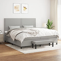 Maison Chic Lit Adulte - Lit simple Lit à sommier tapissier avec matelas moelleux - Meuble de Chambre - Gris clair 200x200cm Tissu -MN29209