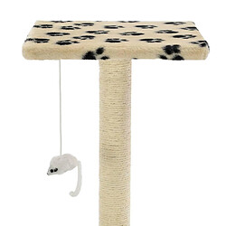 Helloshop26 Arbre à chat griffoir grattoir niche jouet animaux peluché en sisal 95 cm beige motif de pattes 3702176 pas cher