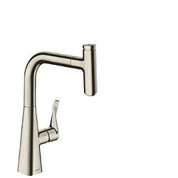 Hansgrohe - Mitigeur de cuisine 240 Metris Select M71 avec embout du bec extractible 1 jet, sBox finition Stainless Steel Finish