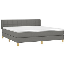 Avis Maison Chic Lit Adulte - Lit simple Lit à sommier tapissier avec matelas moelleux - Meuble de Chambre - Gris foncé 160x200cm Tissu -MN67394