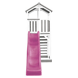 AXI Beach Tower Aire de Jeux avec Toboggan en Violet & Bac à Sable | Grande Maison Enfant extérieur en Gris & BLANC | Cabane de Jeu en Bois FSC