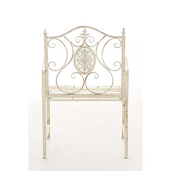 Acheter Decoshop26 Chaise de jardin balcon terrasse avec accoudoirs design rustique en métal crème vieilli 10_0003025