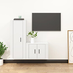 vidaXL Ensemble de meubles TV 2 pcs Blanc Bois d'ingénierie