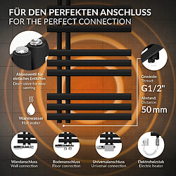 Acheter LuxeBath Radiateur sèche-serviettes en acier noir mat 50x100cm élément chauffant 300W