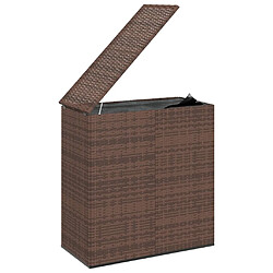 Helloshop26 Boîte à coussins coffre de rangement de jardin résine tressée 100 x 49 x 103,5cm marron 02_0013157