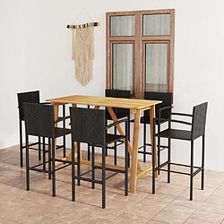 Maison Chic Table de bar et chaises d'extérieur 7 pcs,Ensemble de bar de jardin pour relax Noir -GKD144578