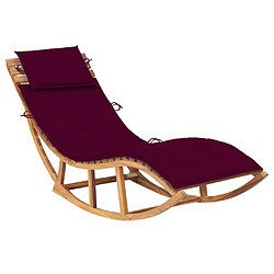 vidaXL Chaise longue à bascule avec coussin Bois de teck solide 