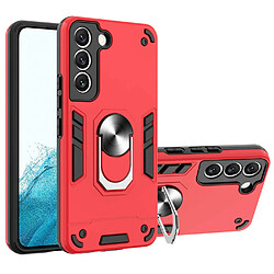 Coque en TPU antichoc avec béquille à anneau magnétique rouge pour votre Samsung Galaxy S22 5G