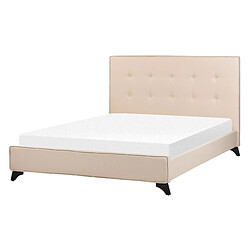 Beliani Lit double en tissu beige 140x200 cm AMBASSADOR