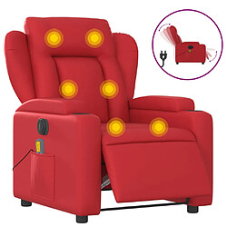 vidaXL Fauteuil de massage inclinable électrique rouge similicuir