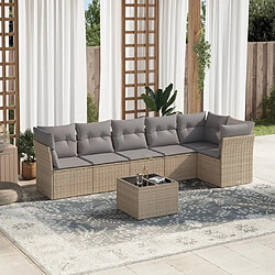 Maison Chic Salon de jardin avec coussins 7 pcs | Ensemble de Table et chaises | Mobilier d'Extérieur beige résine tressée -GKD85254