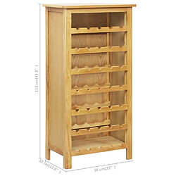 vidaXL Range bouteille 56x32x110 cm Bois de chêne solide pas cher