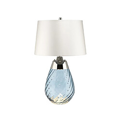 Elstead Lighting Lampe de table Lena Verre Verre teinté bleu / Abat-jour blanc cassé