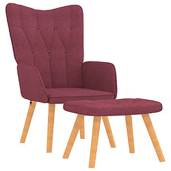 vidaXL Chaise de relaxation avec tabouret Rouge bordeaux Tissu