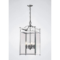 Luminaire Center Suspension Aston 4 Ampoules chrome poli/verre