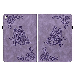 Etui en PU motif fleur et papillon avec porte-cartes et support violet pour votre Apple iPad 10.2 (2021)/(2020)/(2019)