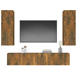 Acheter Maison Chic Ensemble de meubles TV 4 pcs | Banc TV Moderne pour salon | Meuble de Rangement - Chêne fumé Bois d'ingénierie -MN84980