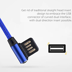 Avis Wewoo Câble bleu foncé pour Samsung Galaxy S7 et S7 Edge / LG G4 / Huawei P8 / Xiaomi Mi4 autres Smartphones 1m 2.4A Sortie USB à Micro USB Double Coude Conception Nylon Weave Style Data Sync de Recharge