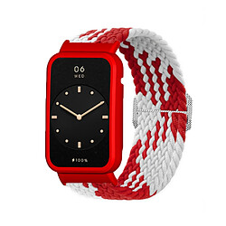 Bracelet en nylon élastique tressé pour votre Xiaomi Mi Band 7 Pro - Rouge blanc/rouge