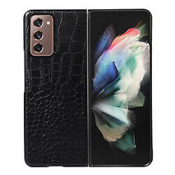 Coque en TPU + cuir véritable texture croco noir pour votre Samsung Galaxy Z Fold2 5G