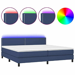 Sommier à lattes,Cadre à lattes de lit et matelas et LED pour Adulte Bleu 200x200 cm Tissu -MN54824