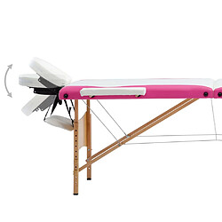 Acheter vidaXL Table de massage pliable 3 zones Bois Blanc et rose