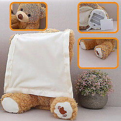 Universal Mignon peek a boo bear cache jeu jeu chercher un animal en peluche parlant un ours timide électrique parler peekaboo