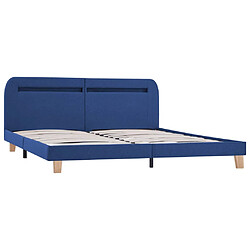 Avis vidaXL Cadre de lit avec LED sans matelas bleu tissu 180x200 cm