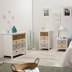 Vs Venta-Stock Commode MAGDA blanc et tiroirs multicouleurs en pin massif. pas cher