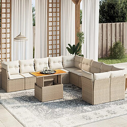 vidaXL Salon de jardin 11 pcs avec coussins beige résine tressée