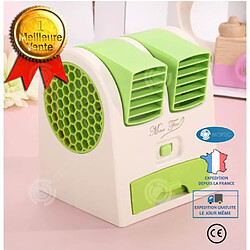 INN® Ventilateur plug-in double port petit climatiseur mini bureau de bureau sans feuille ménage portable batterie ventilateur élect