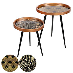 Urban Living 2 Tables d'appoint design Art Décoration - Noir et doré Urban Living - 2 Tables d'appoint design Art Décoration - Noir et doré - Design