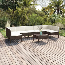 Maison Chic Salon de jardin 8 pcs + coussins - Mobilier/Meubles de jardin - Table et chaises d'extérieur Résine tressée Marron -MN70032