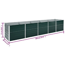 vidaXL Lit surélevé de jardin Acier galvanisé 400x80x77 cm Vert pas cher