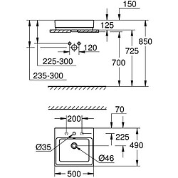 GROHE Vasque a poser Cube Ceramic 50 cm - Monotrou - Traitements anticalcaire et antibactérien -Trop plein - Céramique - Blanc alpin