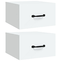 Maison Chic Lot de 2 Tables de Chevet murales - Tables de Nuit blanc 35x35x20 cm