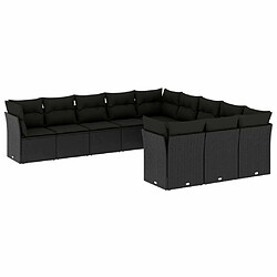 Maison Chic Salon de jardin 11 pcs avec coussins | Ensemble de Table et chaises | Mobilier d'Extérieur noir résine tressée -GKD78508