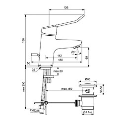 Ideal Standard - Mitigeur lavabo monotrou bec fixe chromé - CONNECT BLUE