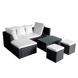 Maison Chic Salon de jardin 4 pcs + coussins - Mobilier/Meubles de jardin - Table et chaises d'extérieur Résine tressée Noir -MN50482