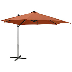 ComfortXL Parasol Déporté Avec Mât Et Lumières LED Terre Cuite 300 Cm