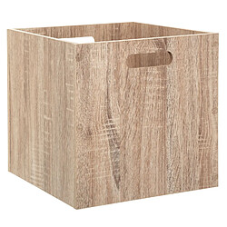 Toilinux Lot de 6 Boîtes de rangement effet bois en MDF Mix n' modul - L. 31 x l. 31 cm - Couleur chêne naturel