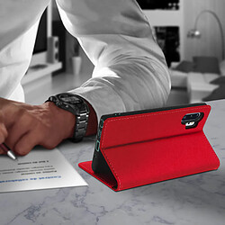 Acheter Avizar Étui Galaxy Note 10 Plus Folio Cuir Véritable Porte cartes Support Vidéo rouge