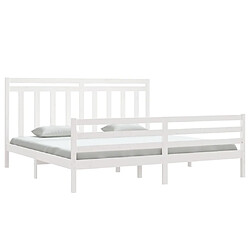 Avis Maison Chic Lit adulte - Lit simple Cadre de lit,Structure du lit Contemporain Blanc Bois massif 200x200 cm -MN20625