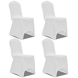 Decoshop26 Housse de chaise extensible 4 pcs Blanc DEC022357