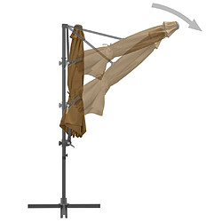 Maison Chic Parasol Jardin | Parasol en porte-à-faux avec mat en acier Taupe 300 cm - GKD81412 pas cher