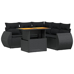 Maison Chic Ensemble Tables et chaises d'extérieur 6pcs avec coussins,Salon de jardin noir résine tressée -GKD917742